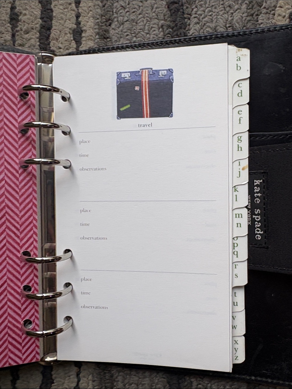 Kate Spade - Vintage 6-ring Pocket Planner in Black Nylon-Excellent Condition! - Picture 8 of 8